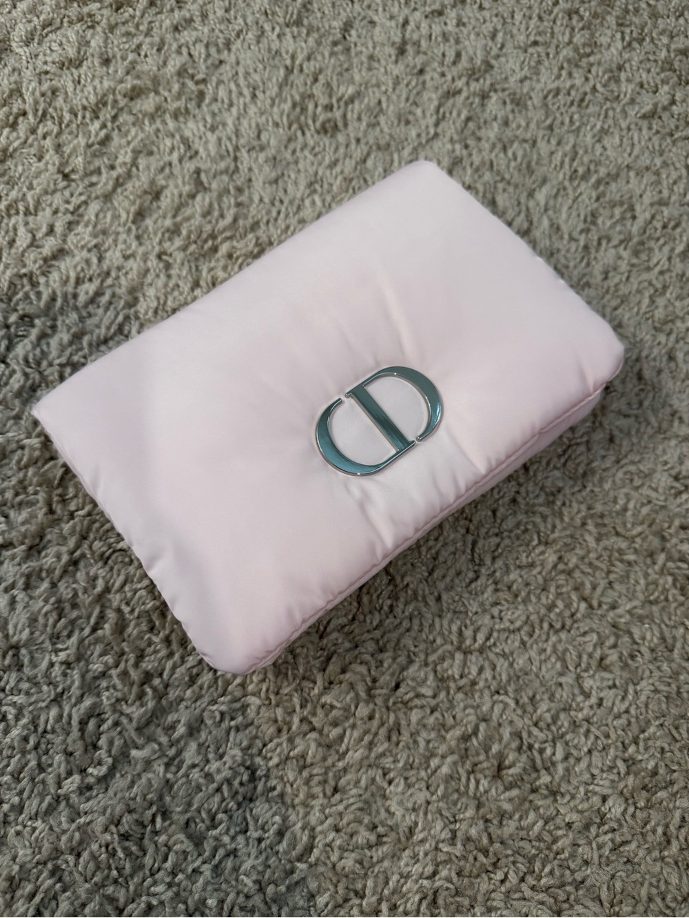 Dior Light Pink Quilted Pouch with Silver CD Hardware